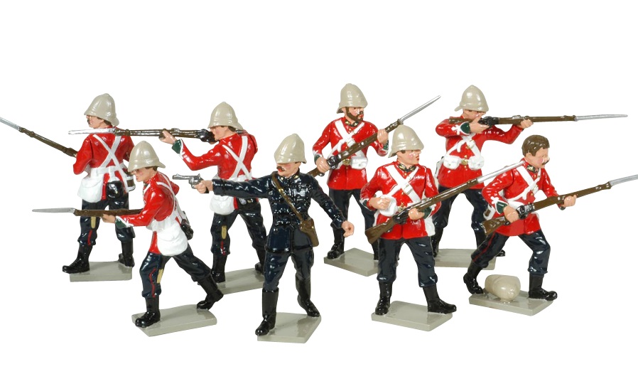 TOY SOLDIERS METAL ZULU WAR BRITISH 24TH FT SOLDIER LAYING PRONE FIRING  54 MM 